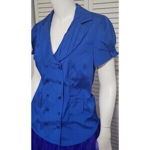 Antilia Femme Womans Blouse Sz. S Blue Office Feminine Double Breasted Look NWT